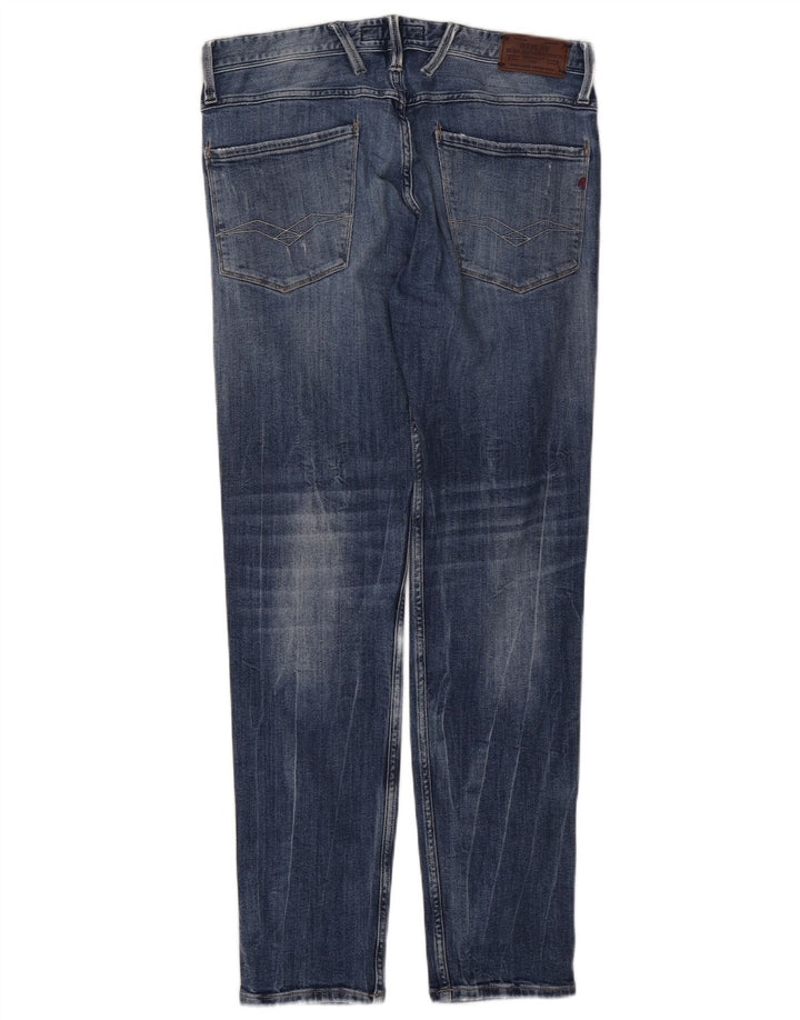 REPLAY Womens Anbass Distressed Slim Jeans W32 L32 Blue Cotton