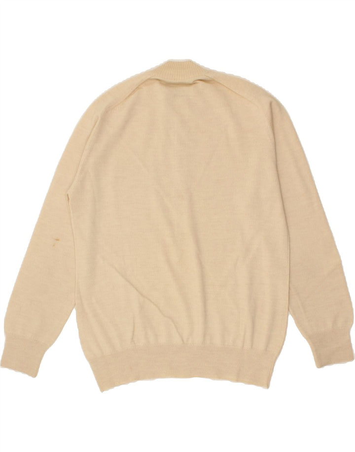 VINTAGE Mens Crew Neck Jumper Sweater Medium Beige Vintage Vintage and Second-Hand Vintage from Messina Hembry 