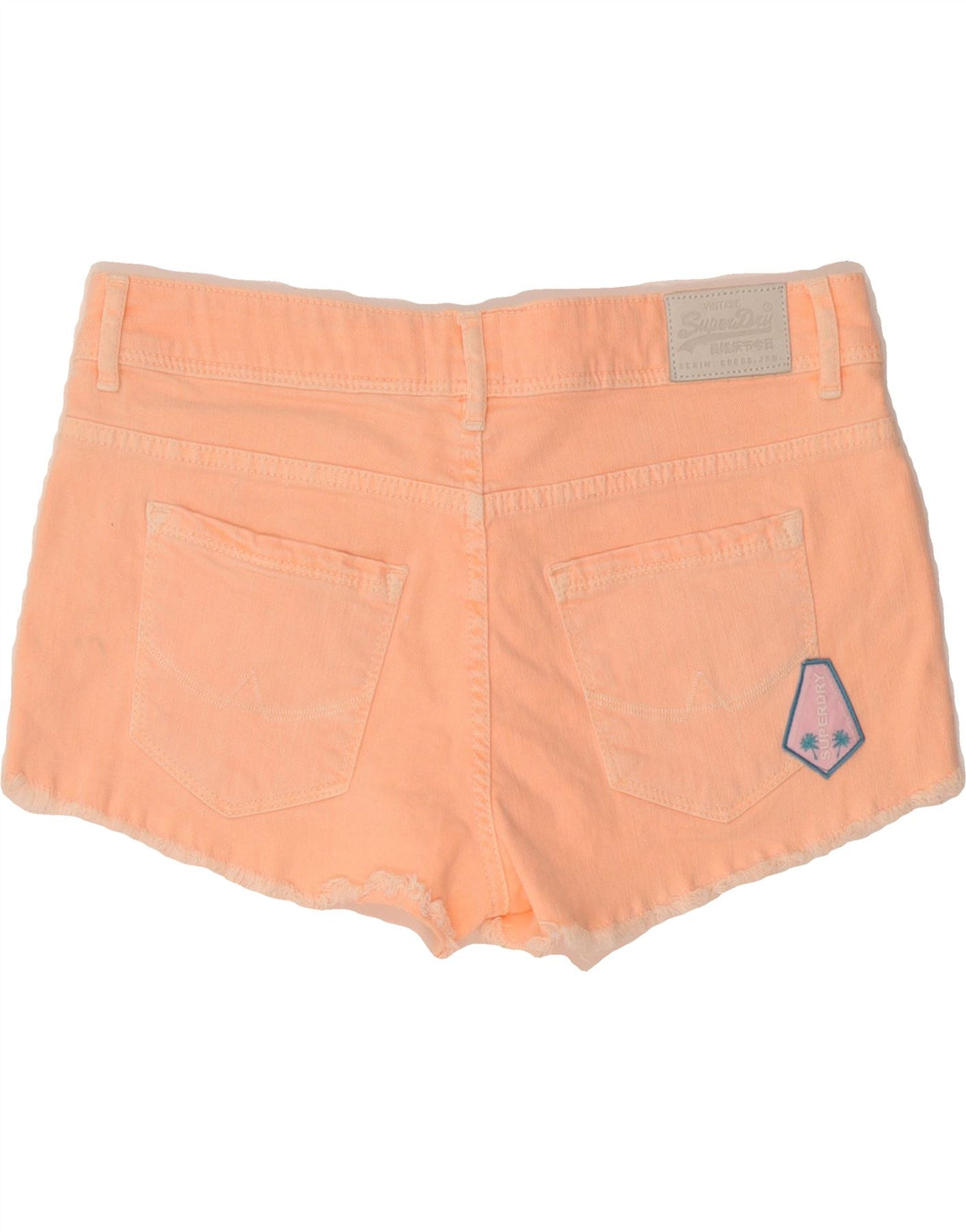 SUPERDRY Womens Graphic Denim Shorts W28 Medium Pink Vintage Superdry and Second-Hand Superdry from Messina Hembry 