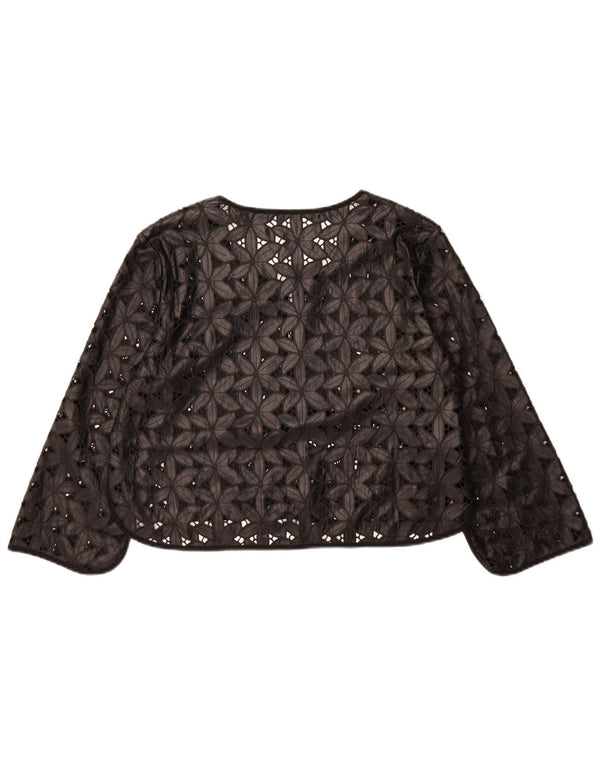 Elisa Landri Womens Crop Lace Bolero Jacket UK 12 Medium Black Floral