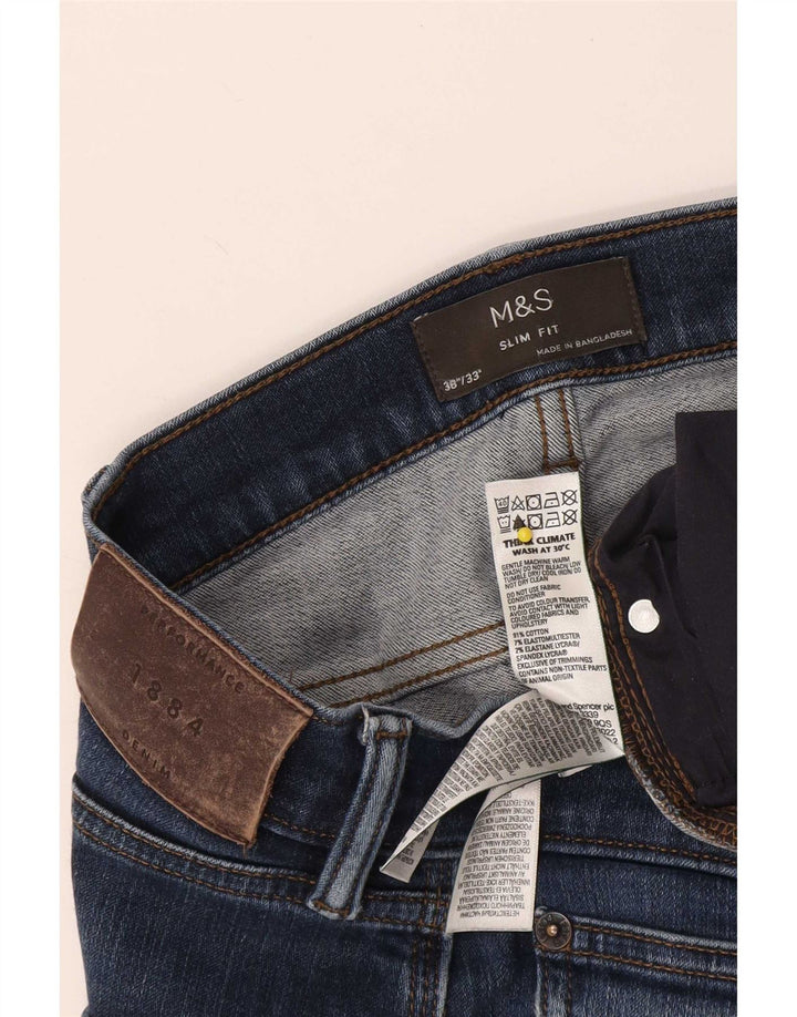 Marks & Spencer Mens Slim Jeans W38 L33 Navy Blue Cotton