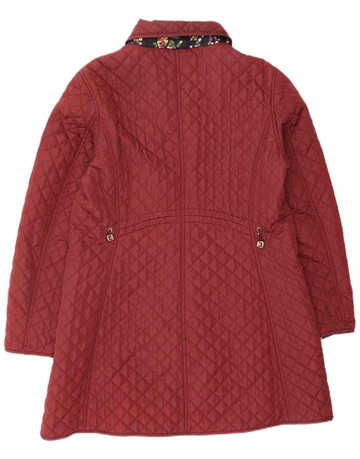 Hobbs Womens Quilted Jacket UK 14 Medium Maroon Polyamide