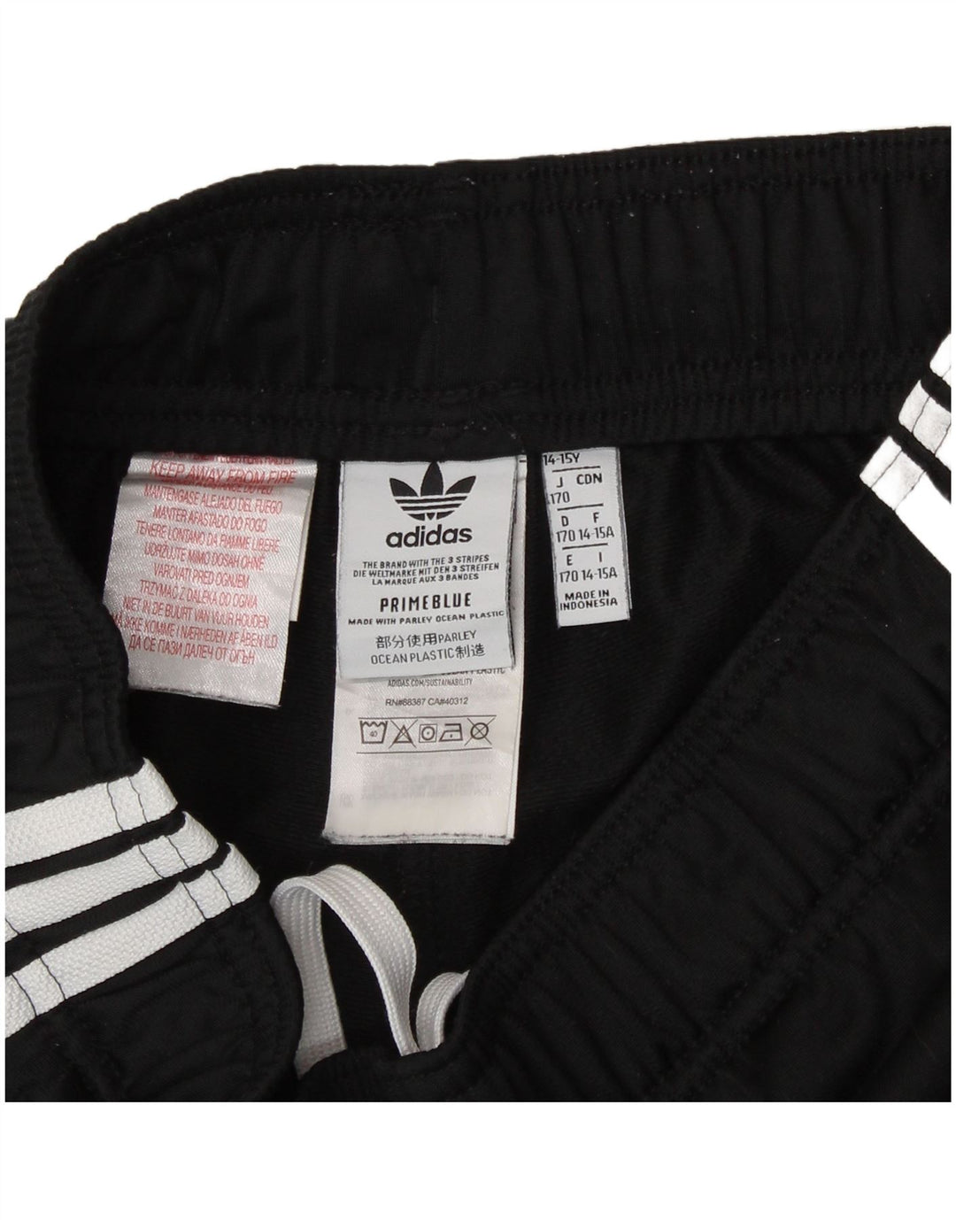 ADIDAS Boys Tracksuit Trousers Joggers 14-15 Years Black Striped Polyester