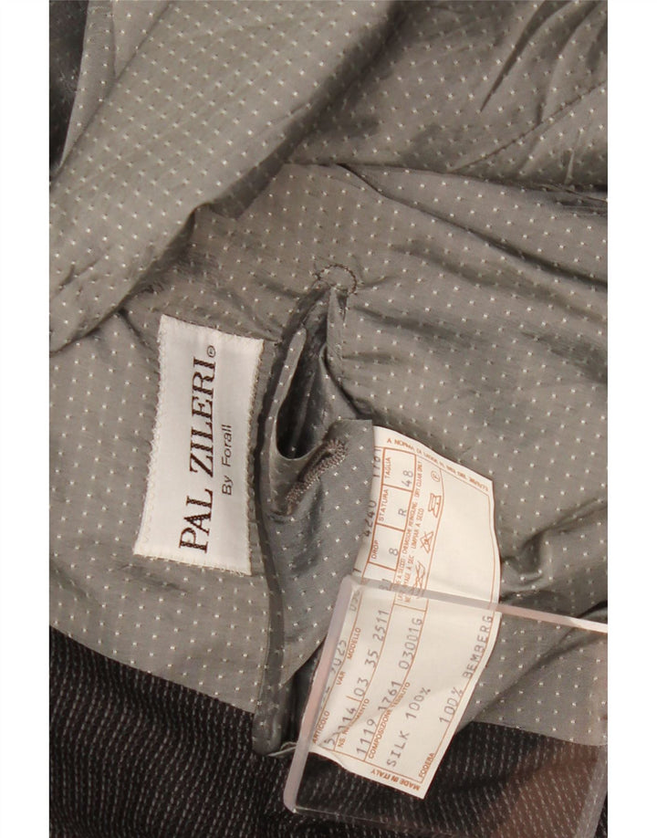 Pal Zileri Mens Double Breasted Blazer Jacket IT 48 Medium Black Check Silk