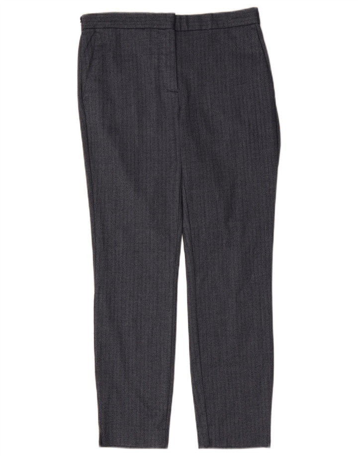 Zara Womens Slim Suit Trousers Medium W28 L27 Navy Blue Herringbone