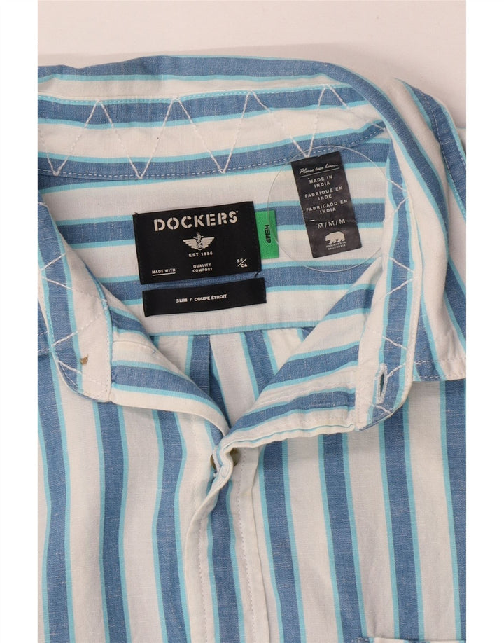Dockers Mens Slim Fit Shirt Medium Blue Striped