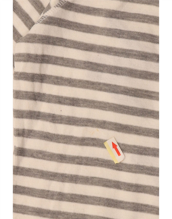 Superdry Womens Graphic Top Long Sleeve UK 10 Small Grey Striped Cotton