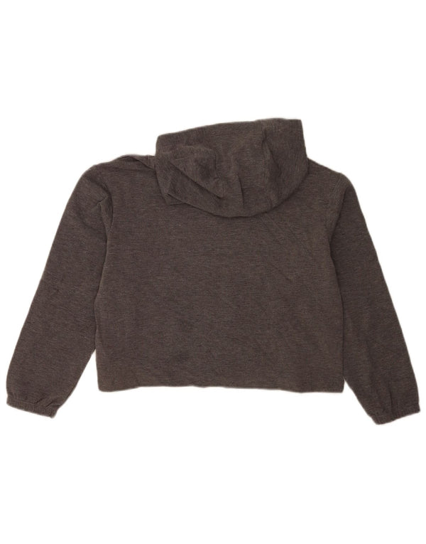 Hurley Girls Crop Graphic Hoodie Jumper 10-11 Years Medium Grey Polyester