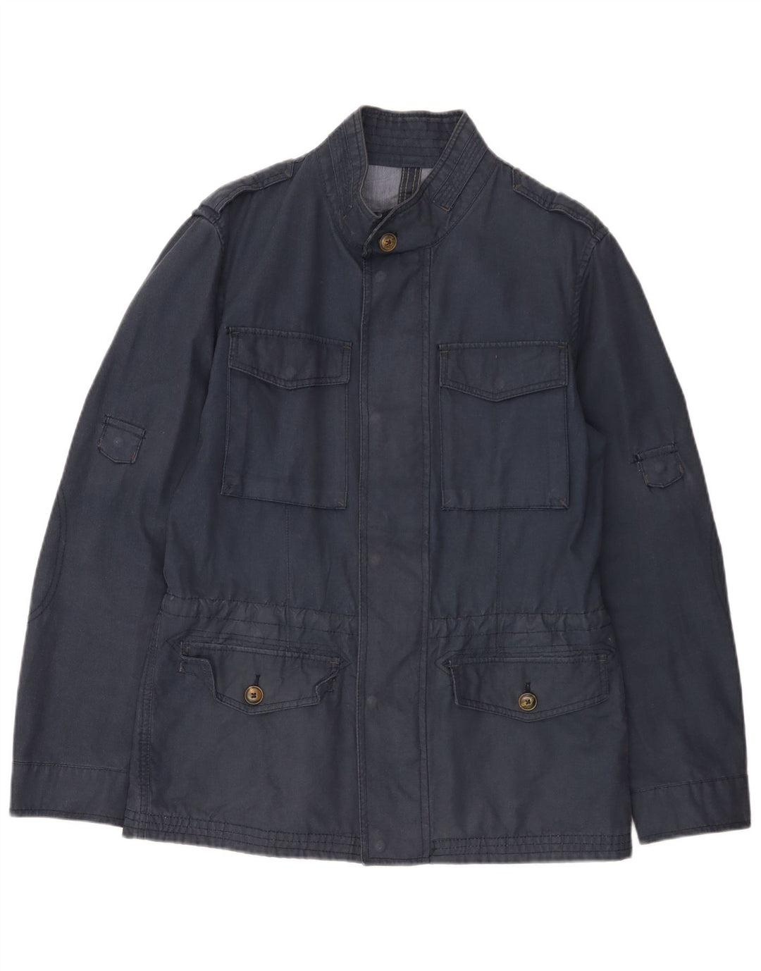 MASSIMO DUTTI Mens Military Jacket UK 36 Small Navy Blue