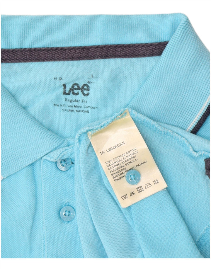 Lee Mens Regular Fit Polo Shirt Large Blue Cotton