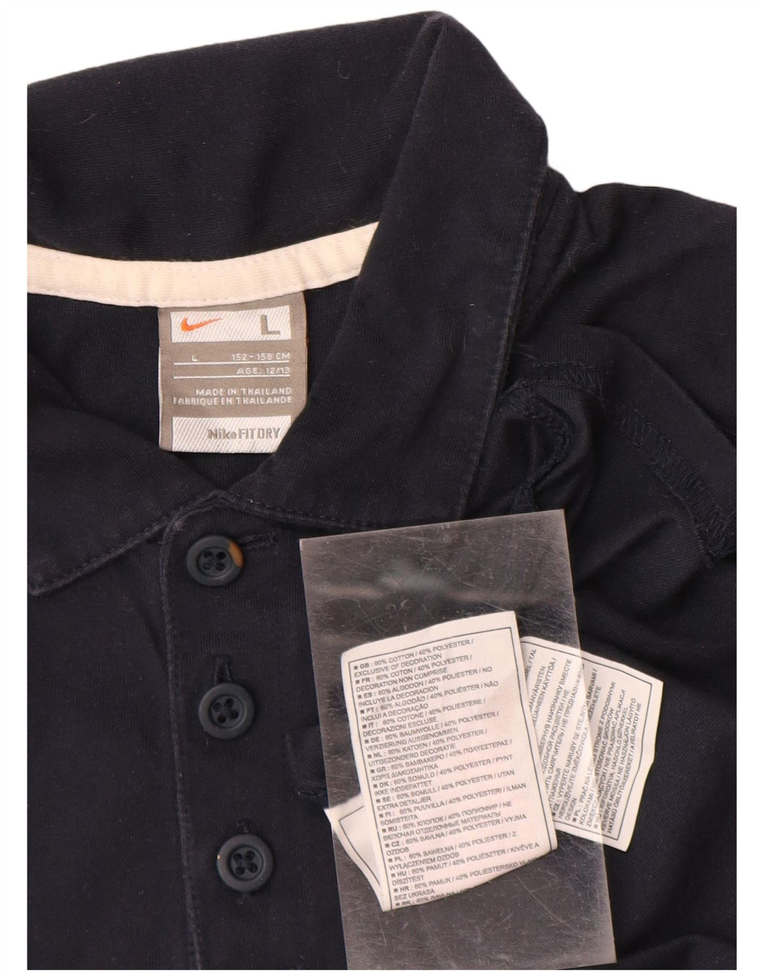 NIKE Boys Polo Shirt 12-13 Years Large  Navy Blue Colourblock Cotton