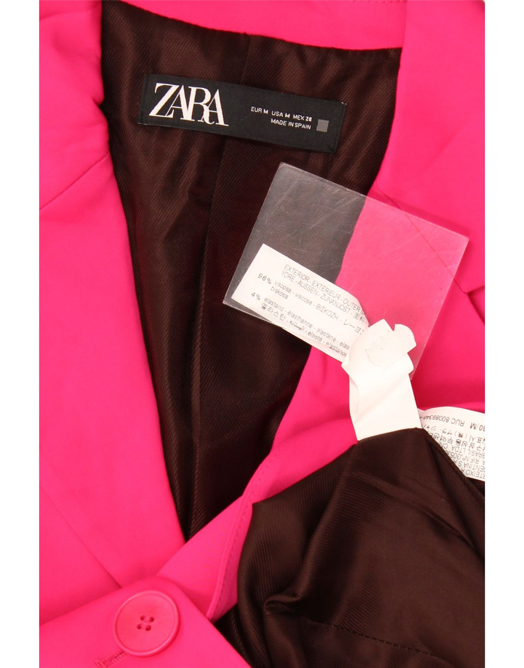 Zara Womens 2 Button Blazer Jacket UK 12 Medium Pink Viscose