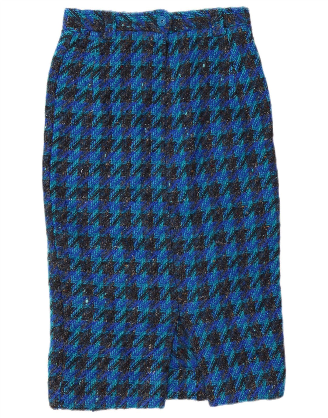 VINTAGE Womens Midi Skirt W28 Medium  Blue Houndstooth