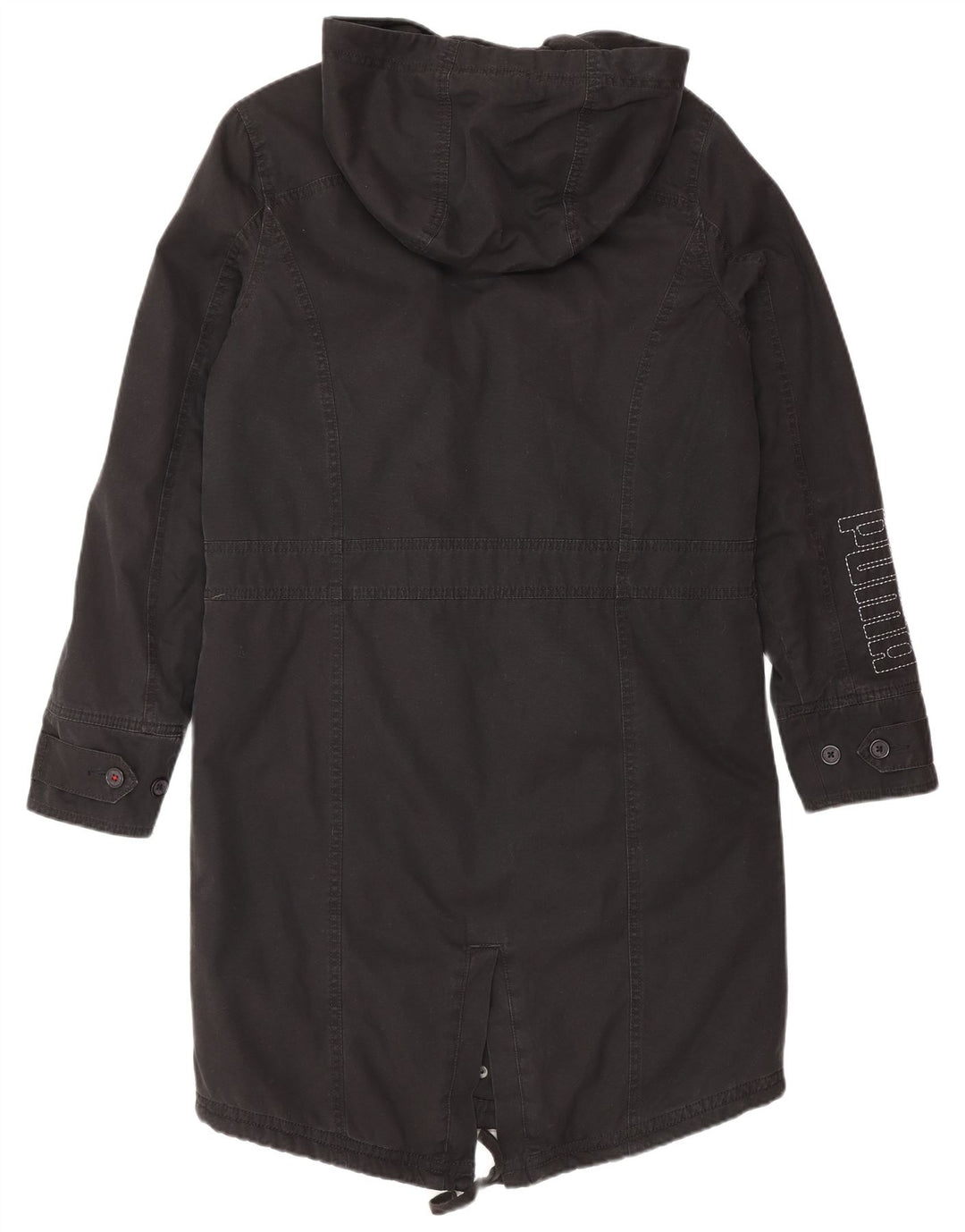 PUMA Womens Oversized Hooded Parka Jacket UK 10 Small Black Cotton