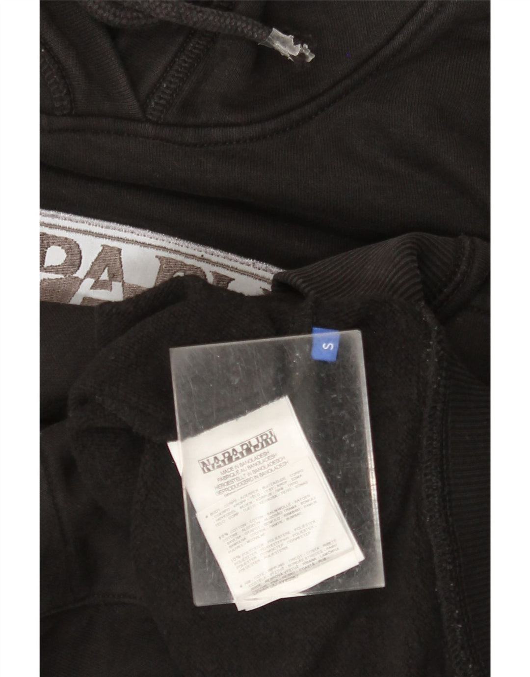 NAPAPIJRI Mens Geographic Graphic Hoodie Jumper Small Black Cotton