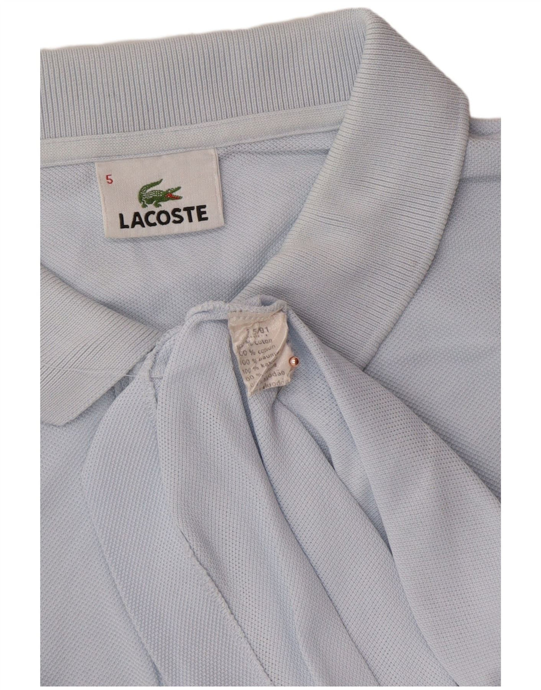 LACOSTE Mens Polo Shirt Size 5 Large Blue Cotton