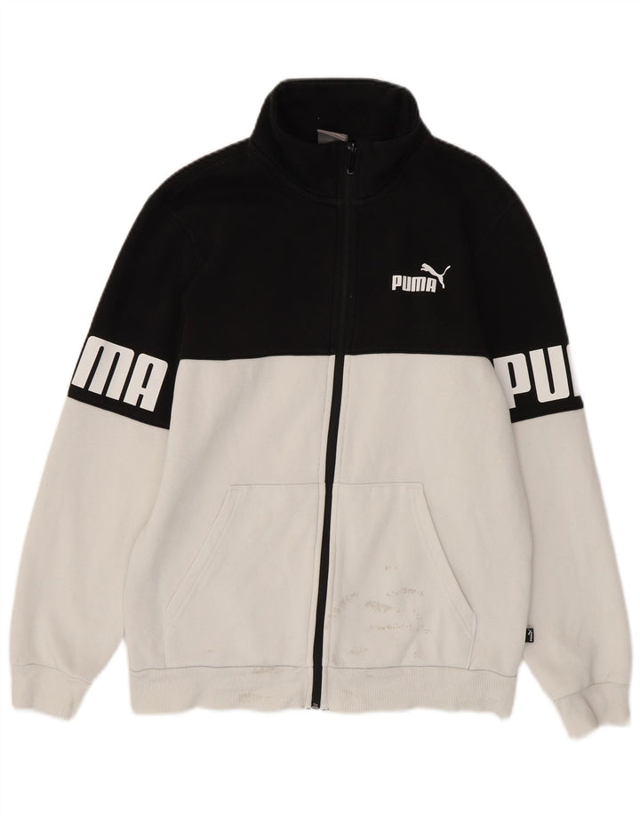 PUMA Mens Graphic Tracksuit Top Jacket Small White Colourblock Cotton