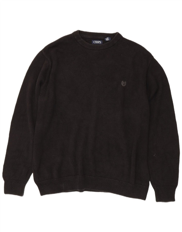 CHAPS Mens Tall Crew Neck Jumper Sweater 3XL Black Cotton