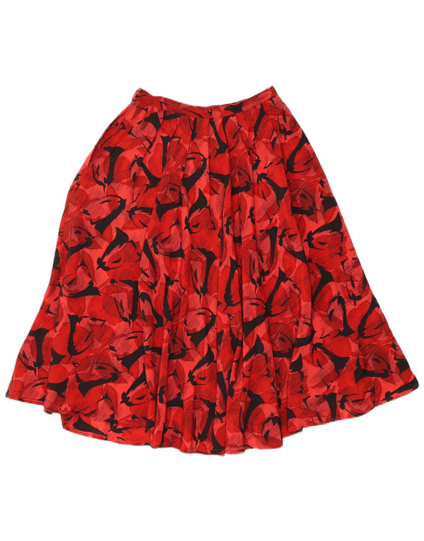 Vintage Womens Abstract Pattern Pleated Skirt IT 42 Medium W26 Red Classic