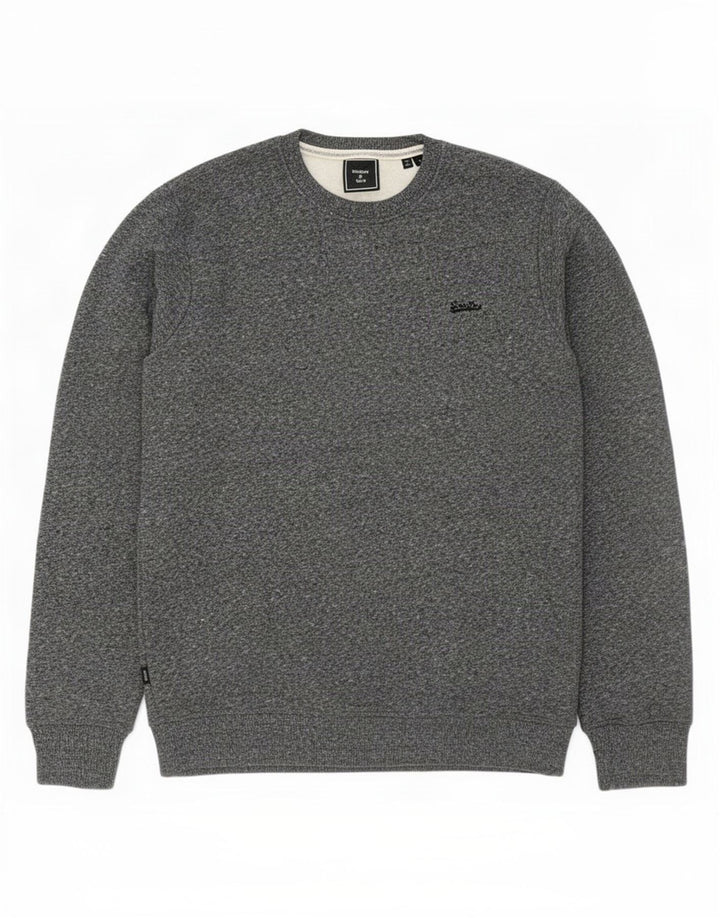 Superdry Mens Sweatshirt Jumper Large Grey Flecked Cotton