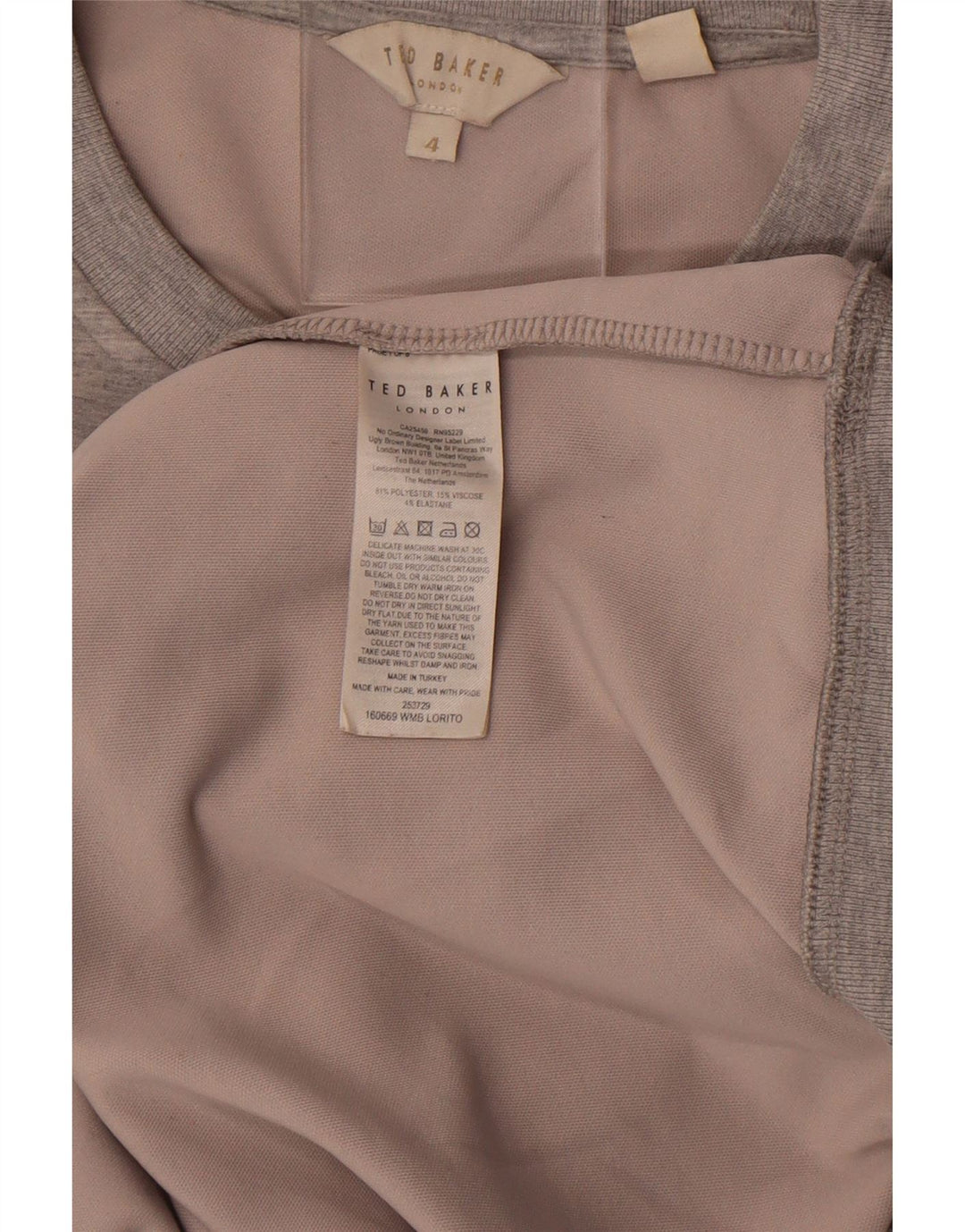 Ted Baker Womens Graphic Sweatshirt Jumper Size 4 Large Grey Flecked