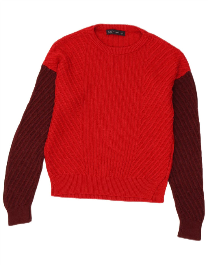 MARKS & SPENCER Womens Crew Neck Jumper Sweater UK 10 Small Red