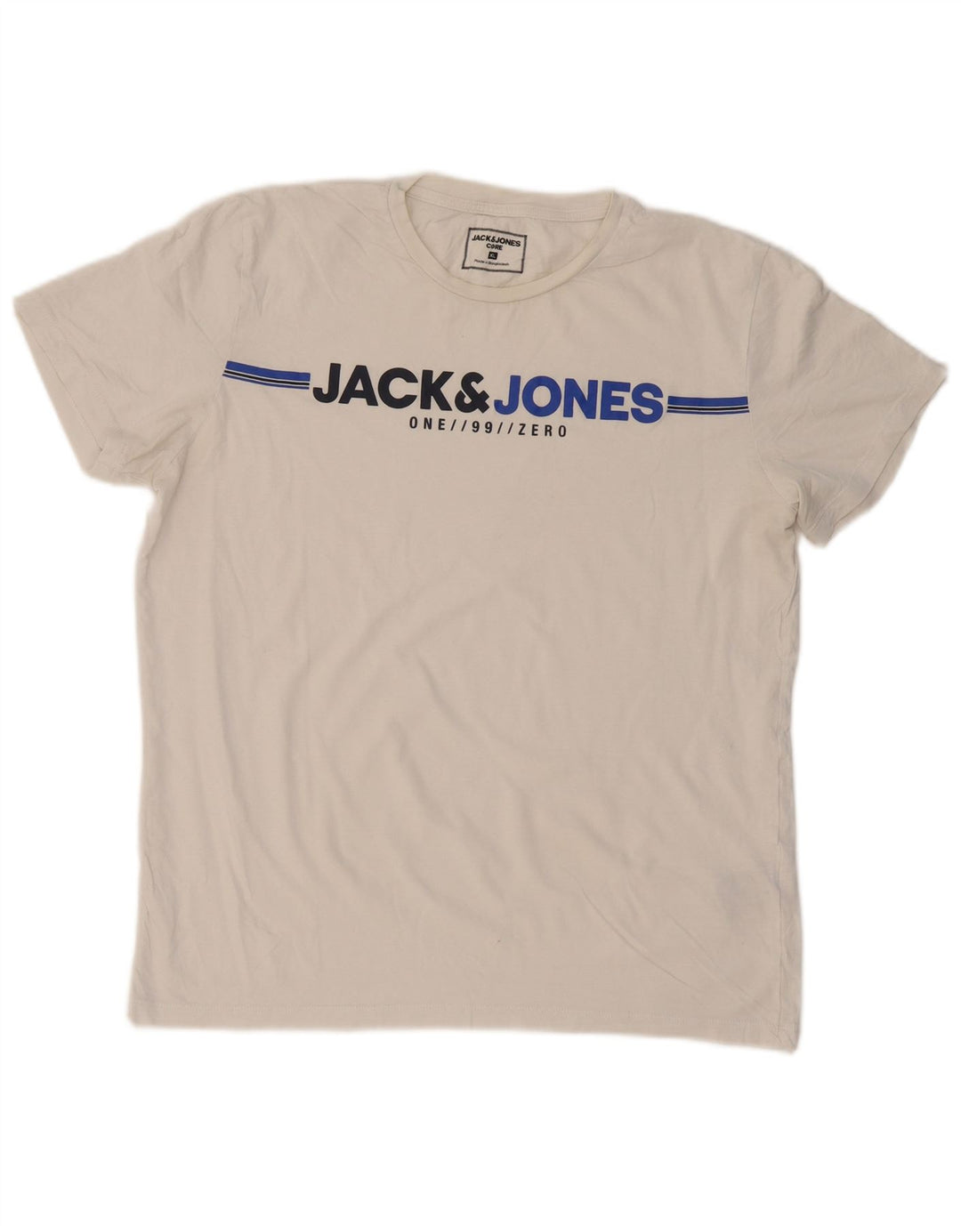 JACK & JONES Mens Graphic T-Shirt Top XL White Cotton