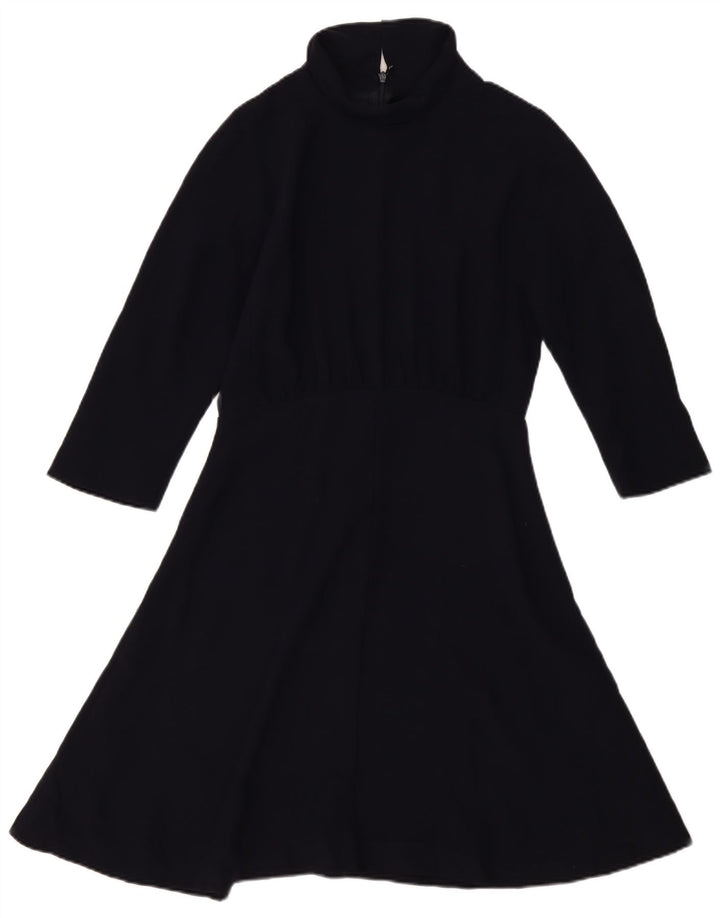 Jigsaw Womens 3/4 Sleeve A-Line Dress UK 12 Medium Navy Blue Polyester