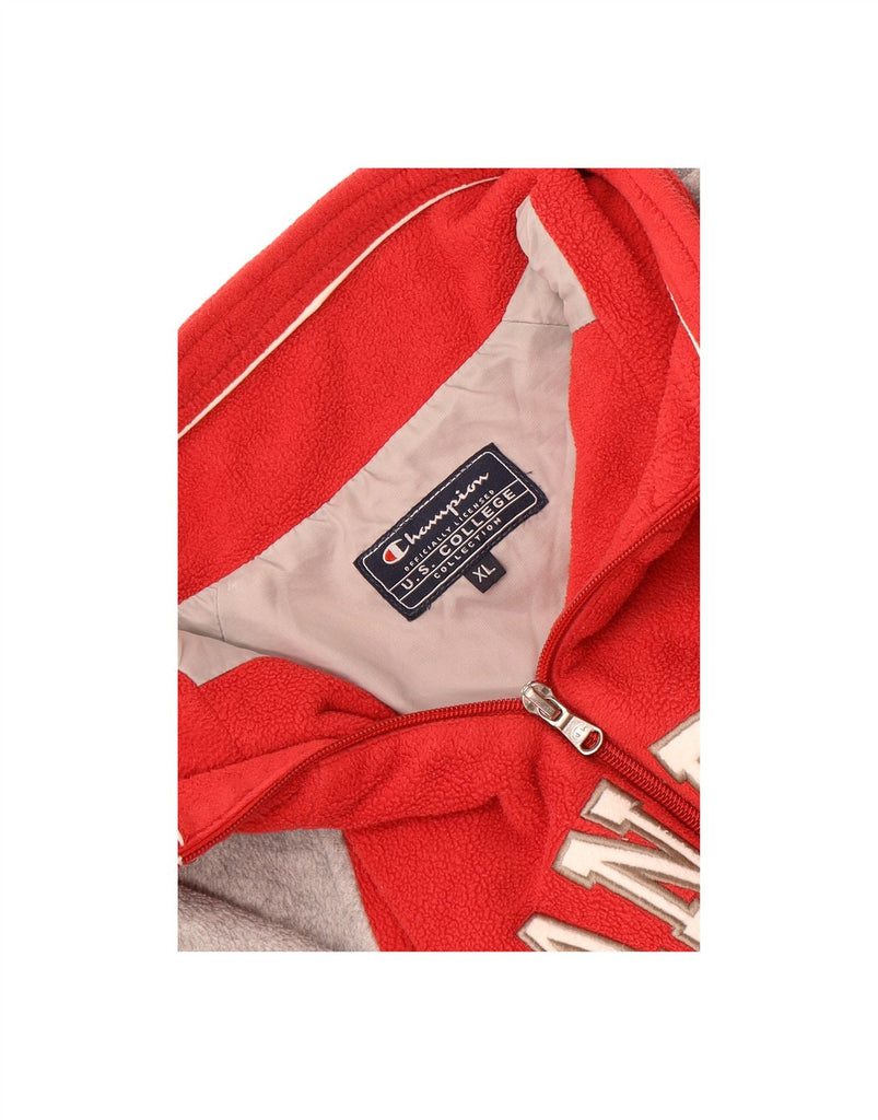 CHAMPION Mens Stanford Graphic Fleece Jacket UK 42 XL Red Colourblock Vintage Champion and Second-Hand Champion from Messina Hembry 