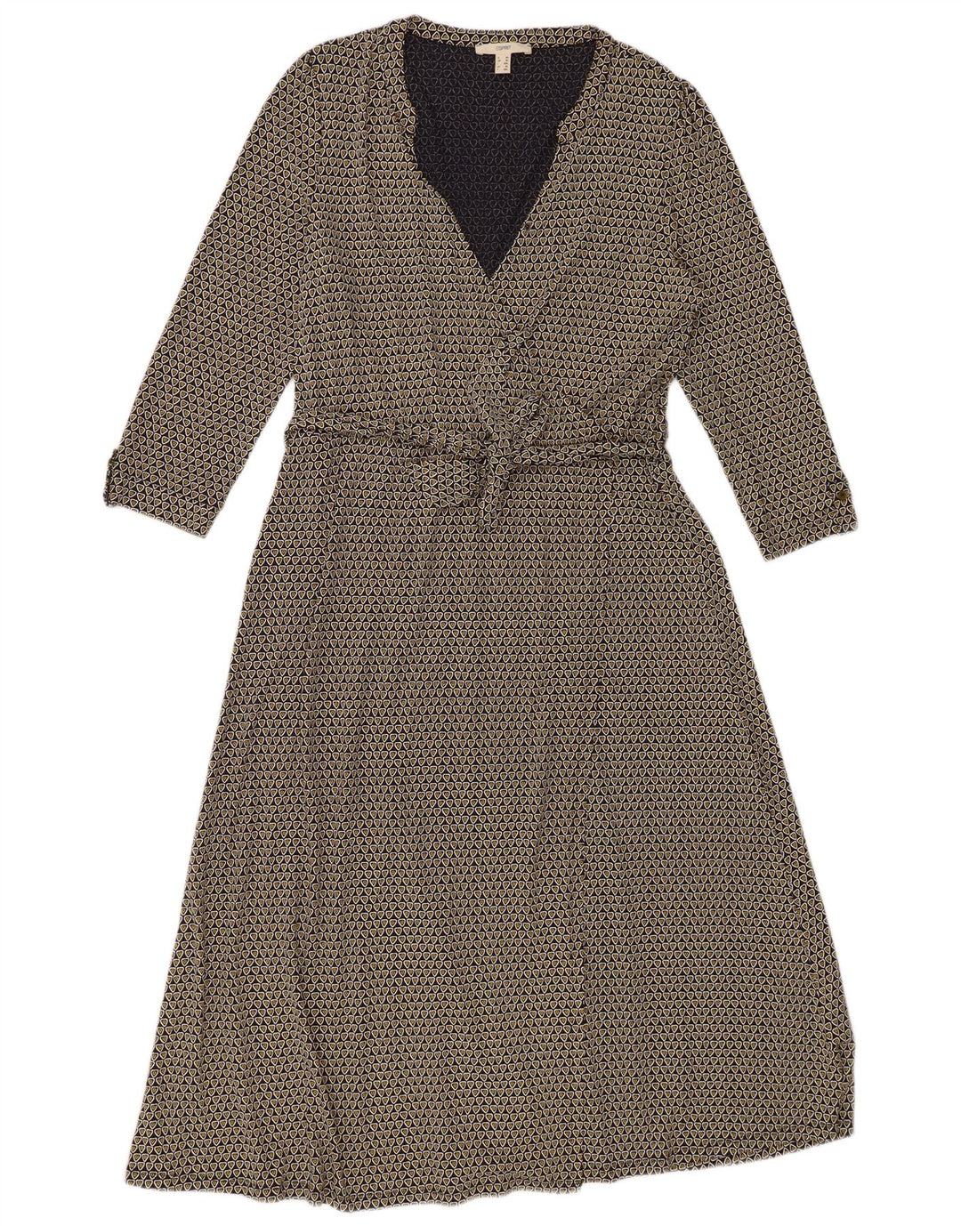 ESPRIT Womens 3/4 Sleeve Maxi Dress UK 18 XL Navy Blue Geometric Viscose