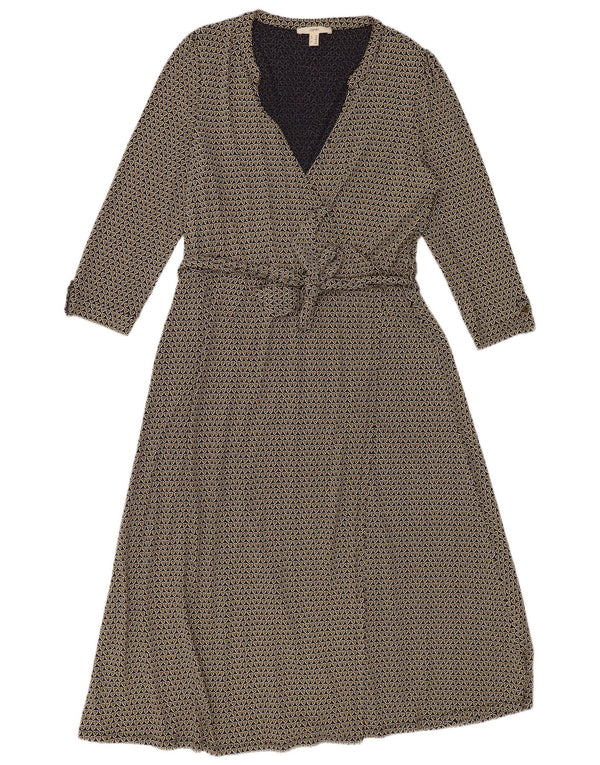 ESPRIT Womens 3/4 Sleeve Maxi Dress UK 18 XL Navy Blue Geometric Viscose