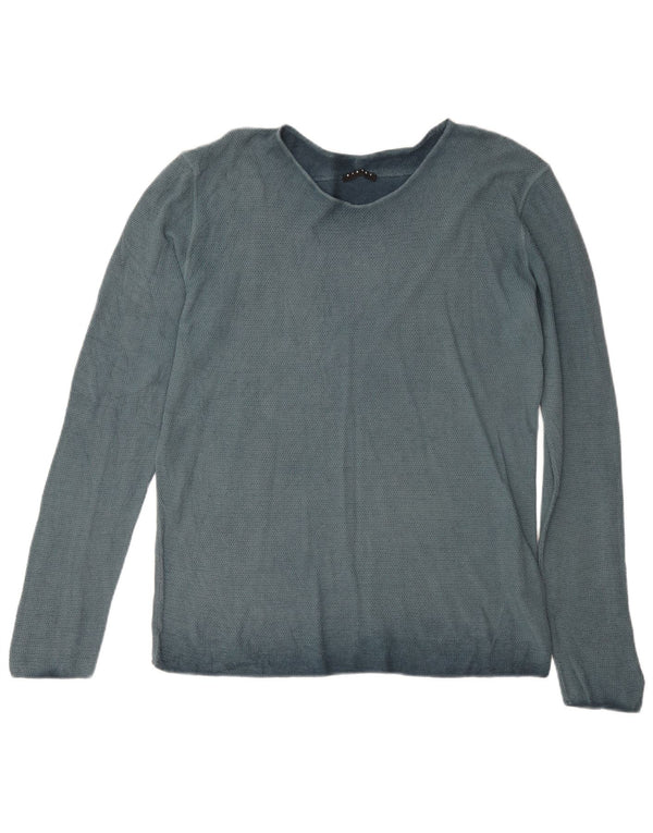 Sisley Mens Top Long Sleeve Large Grey Cotton