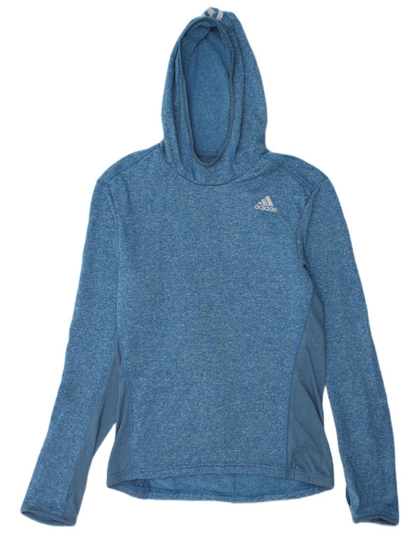 Adidas Mens Climalite Hooded Hooded Top Long Sleeve Small Blue Flecked