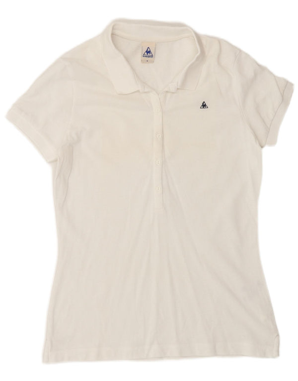 LE COQ SPORTIF Womens Polo Shirt UK 10 Small White Cotton
