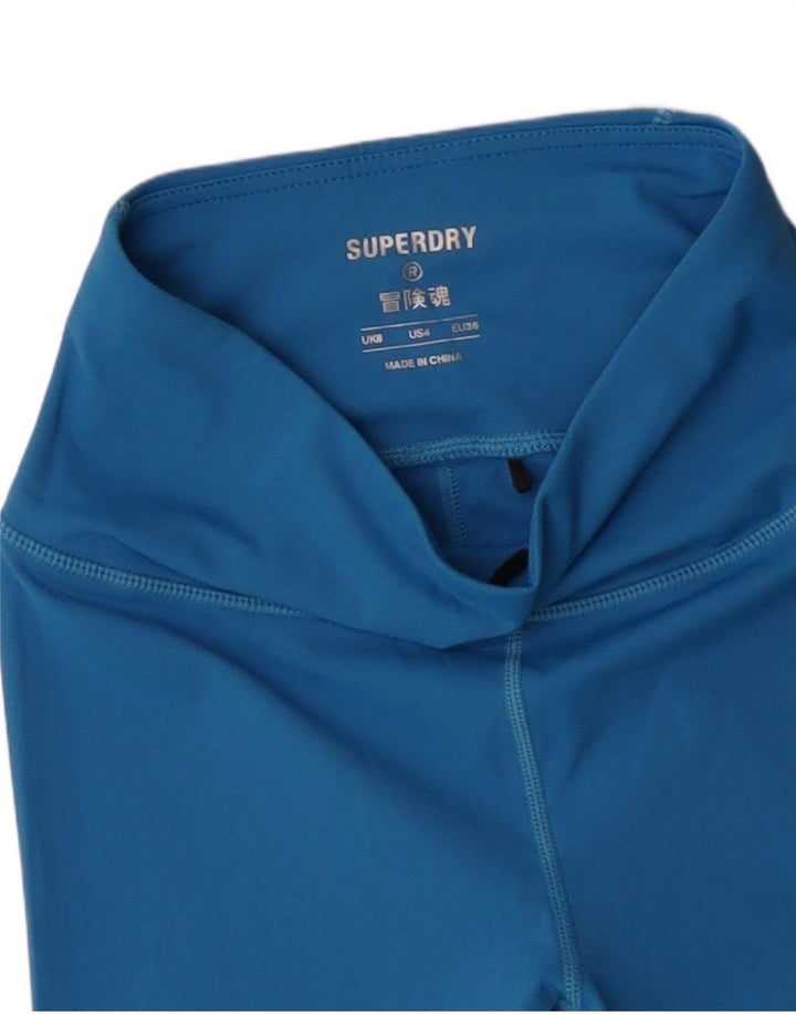 Superdry Womens Graphic Crop Leggings UK 8 Small Blue Polyester