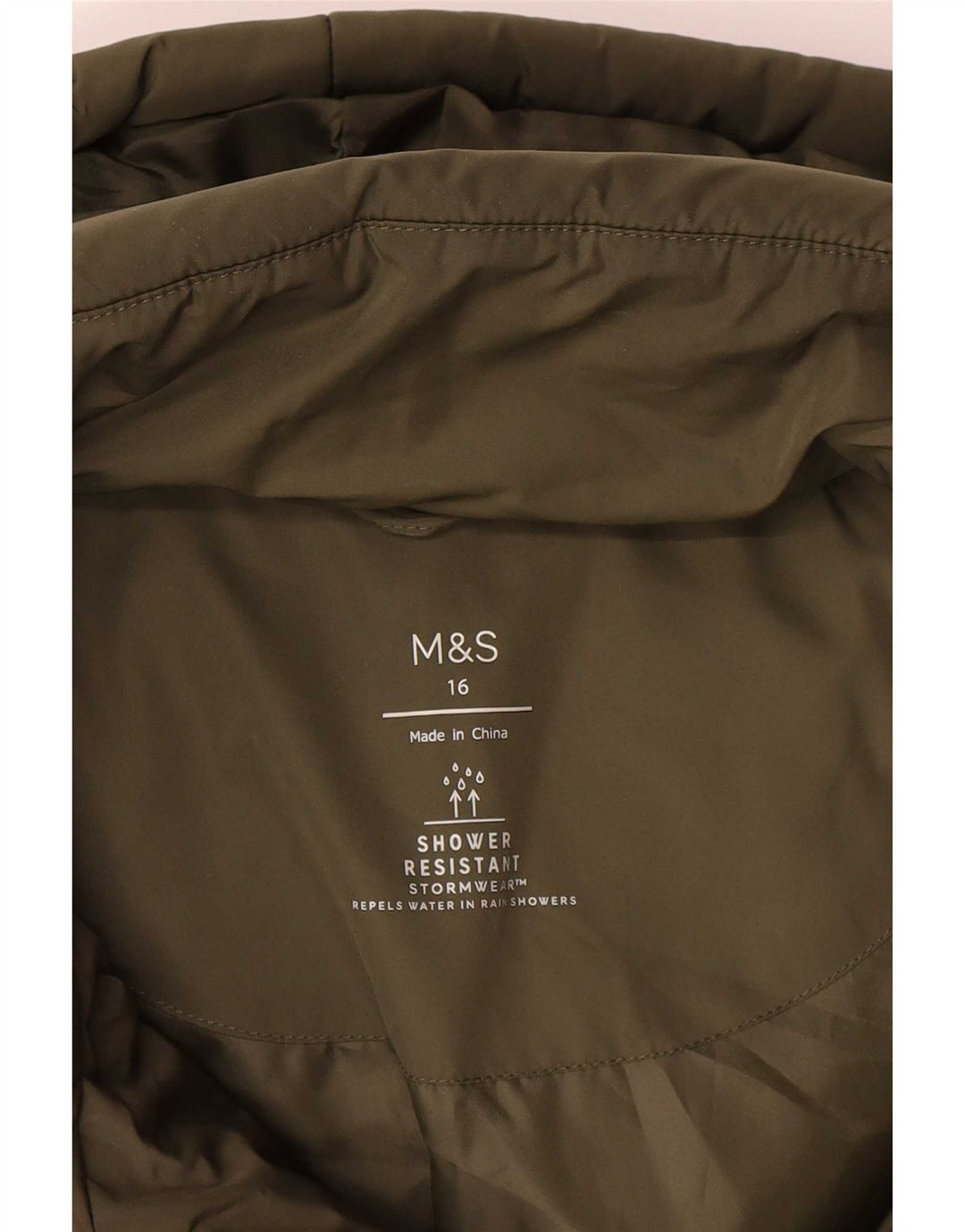 Marks & Spencer Womens Hooded Padded Jacket UK 16 Large Khaki Polyester