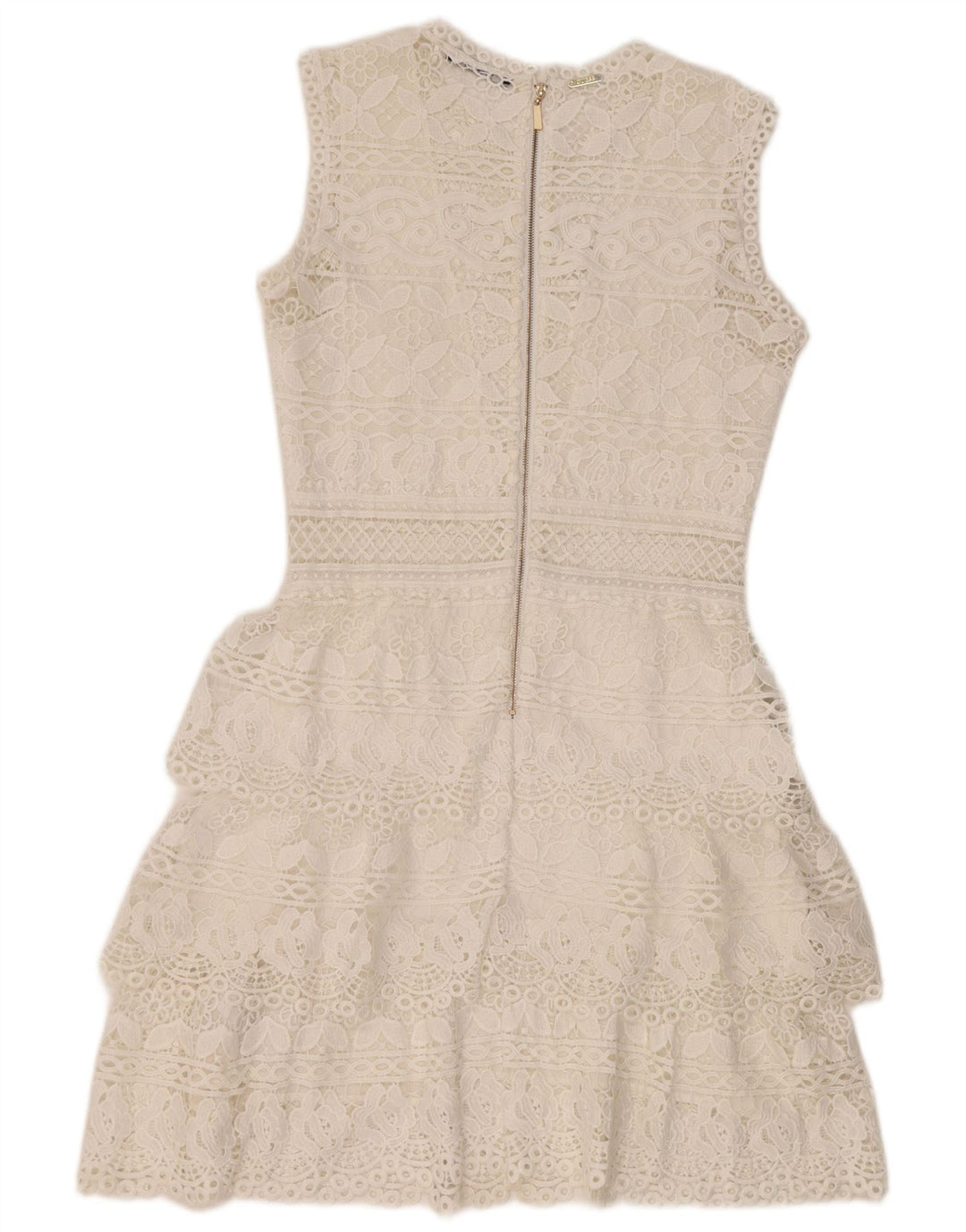 Guess Womens Sleeveless Lace Tiered Dress UK 12 Medium White Polyester