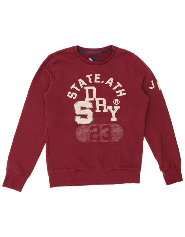 SUPERDRY Mens Graphic Sweatshirt Jumper Medium Burgundy Cotton