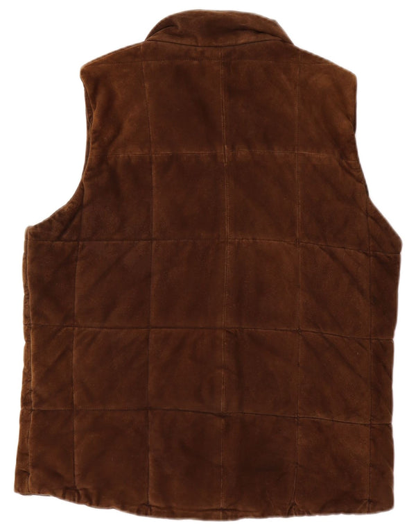 Gant Womens Suede Gilet UK 14 Medium Brown Leather