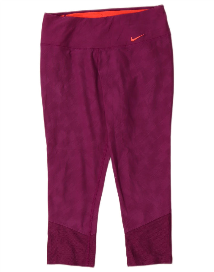 Nike Womens Capri Leggings UK 10 Small Purple Geometric Polyester