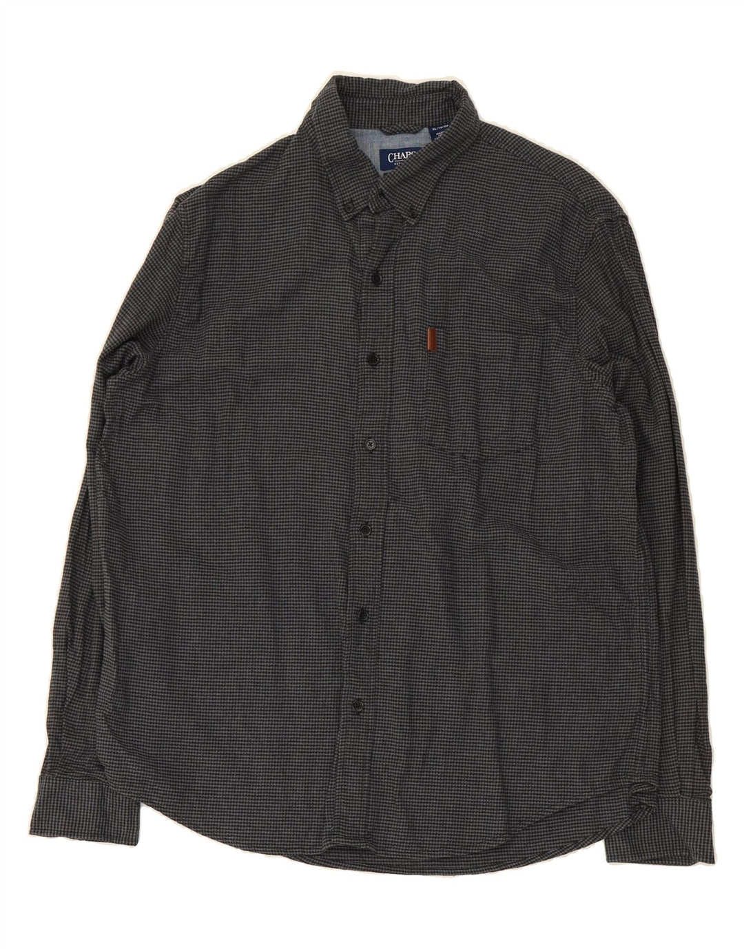 CHAPS Mens Big & Tall Flannel Shirt XL Grey Houndstooth Cotton Vintage Chaps and Second-Hand Chaps from Messina Hembry 