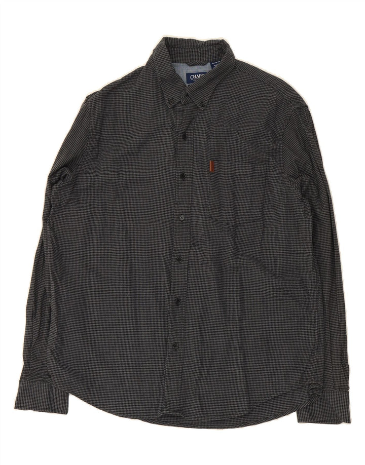 CHAPS Mens Big & Tall Flannel Shirt XL Grey Houndstooth Cotton Vintage Chaps and Second-Hand Chaps from Messina Hembry 