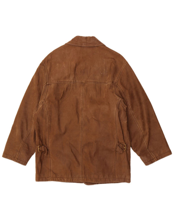 Vintage Mens Leather Jacket IT 48 Medium Brown Leather