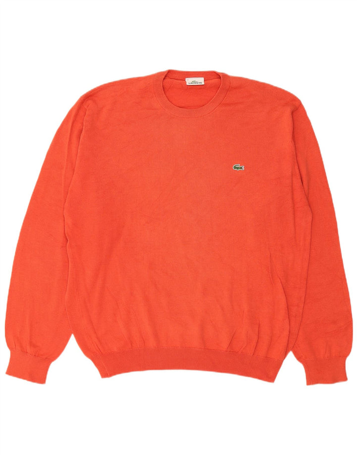 Lacoste Mens Crew Neck Jumper Sweater Size 4 Medium Orange Cotton