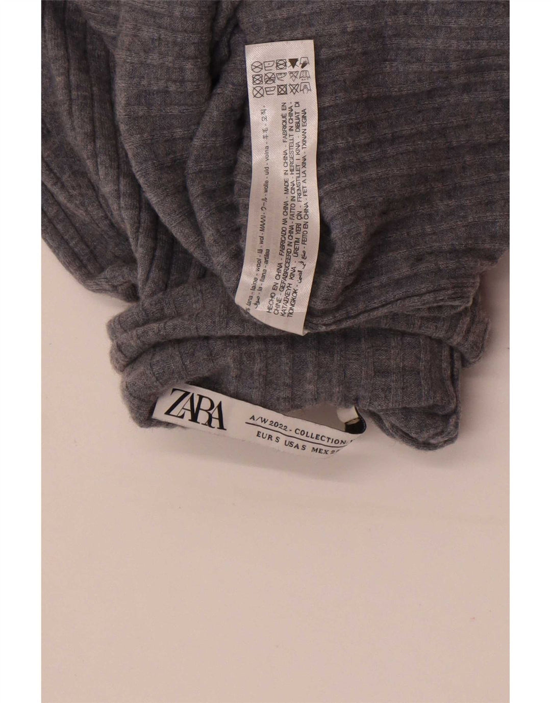 Zara Womens Roll Neck Jumper Sweater UK 8 Small Grey Wool