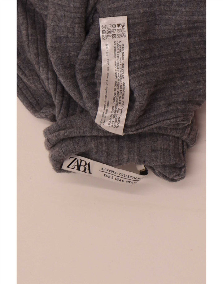 Zara Womens Roll Neck Jumper Sweater UK 8 Small Grey Wool