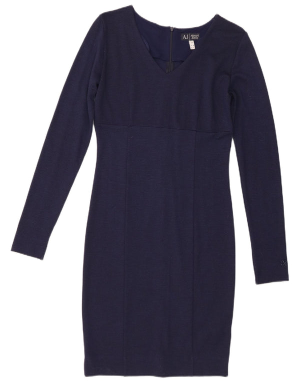 Armani Jeans Womens Long Sleeve Sheath Dress EU 40 Medium Navy Blue Viscose