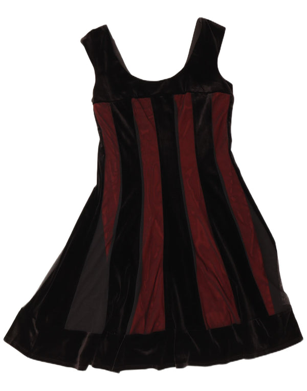 APPAREL Womens Sleeveless A-Line Dress UK 12 Medium Burgundy Striped