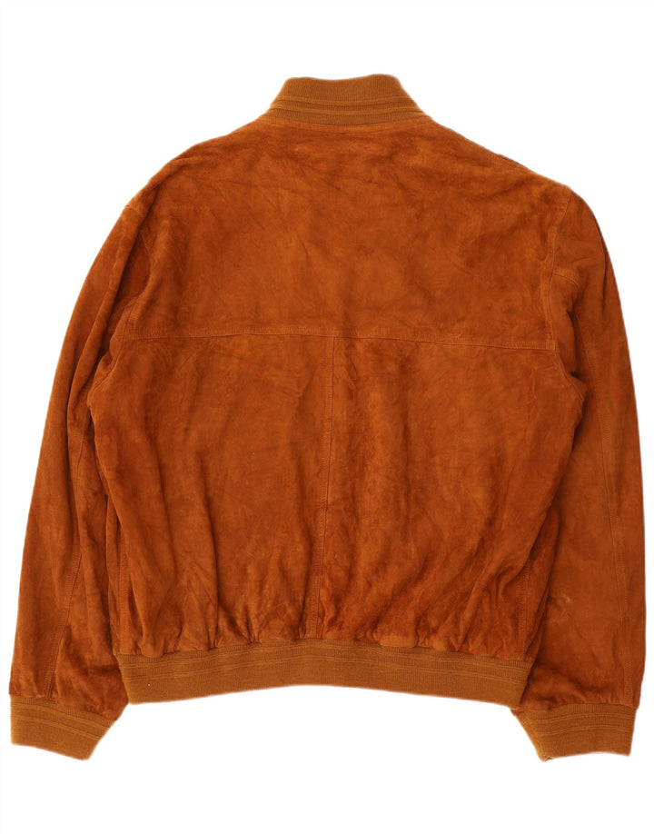 Vintage Mens Suede Bomber Jacket IT 56 3XL Brown Leather