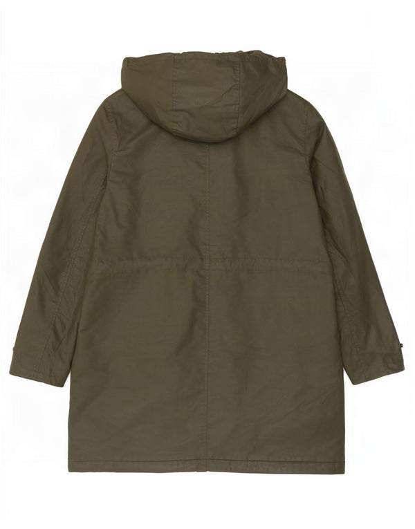 Marks & Spencer Womens Hooded Waxed Cotton Jacket UK 12 Medium Khaki